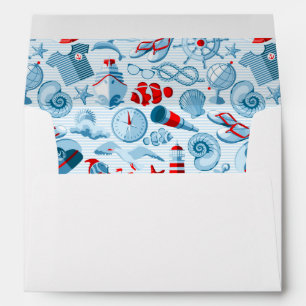 Nautical Red White And Blue Pattern Envelope