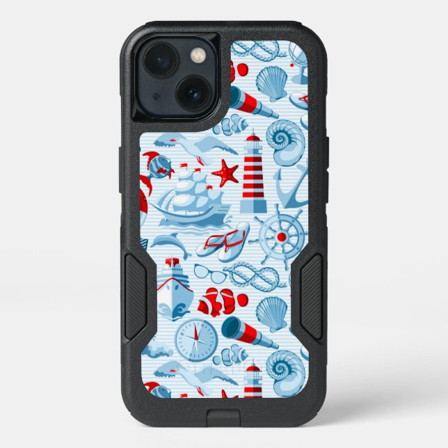 Nautical Red White And Blue Pattern Otterbox iPhone Case (Back)