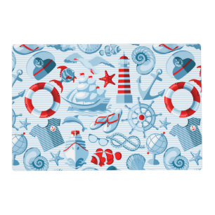 Nautical Red White And Blue Pattern Placemat