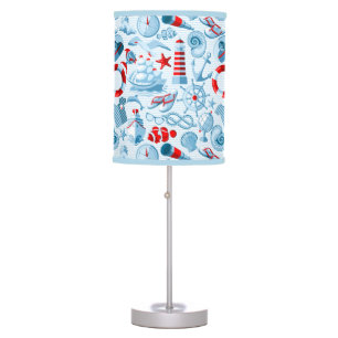 Nautical Red White And Blue Pattern Table Lamp