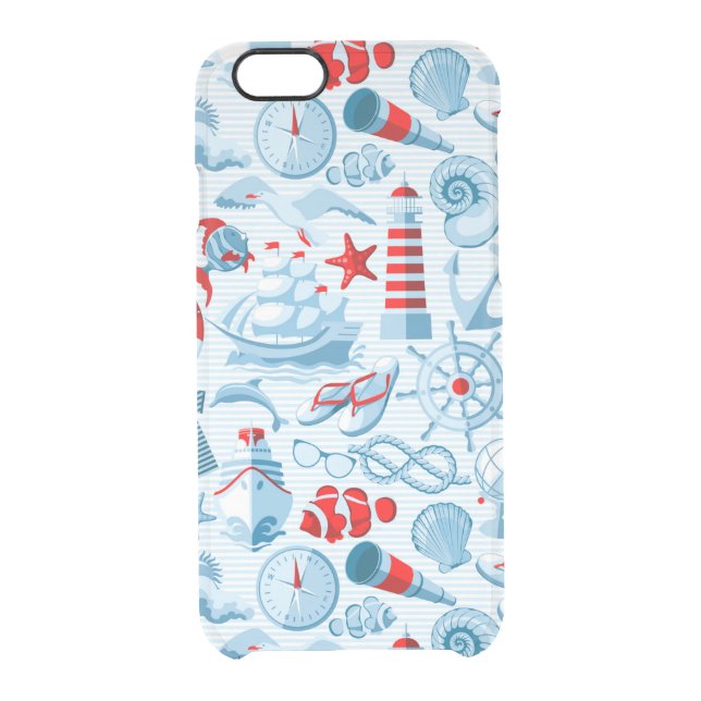 Nautical Red White And Blue Pattern Uncommon iPhone Case (Back)