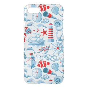 Nautical Red White And Blue Pattern iPhone SE/8/7 Case