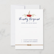 Nautical Red, White, and Blue Wedding Formal RSVP Card
