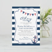 Nautical Red White Blue Anchor Boy Baby Shower Invitation (Standing Front)