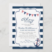 Nautical Red White Blue Anchor Boy Baby Shower Invitation (Front)