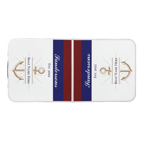 Nautical Red White Blue Anchor Monogram Beer Pong Table