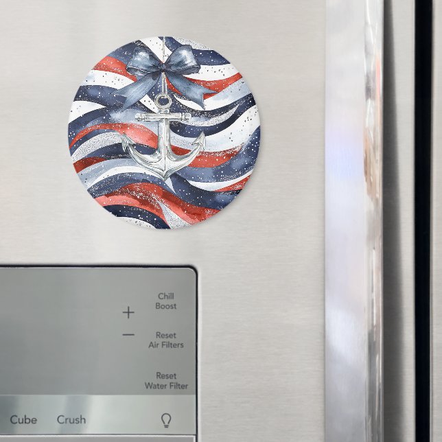 Nautical Red White Blue Bow Anchor Magnet (In Situ (Fridge))