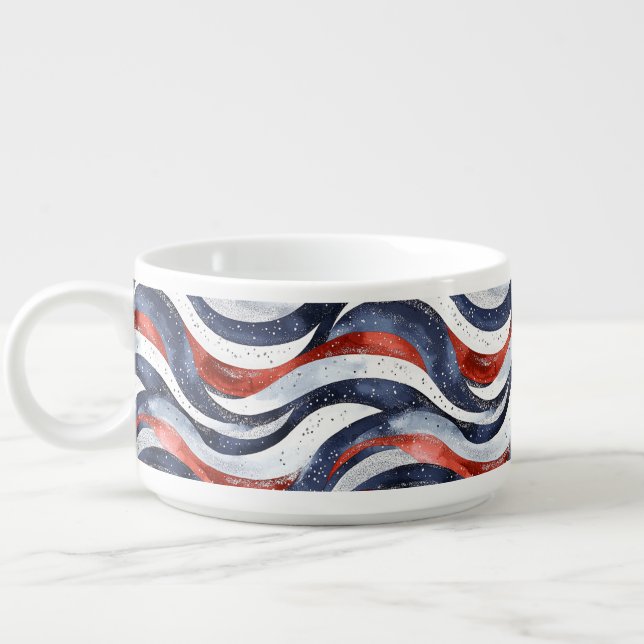 Nautical Red White Blue   Bowl (Right)