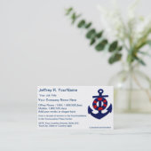Nautical Red White Blue Business Card (Standing Front)