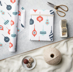 Nautical Red White Blue Christmas Decorations Wrapping Paper
