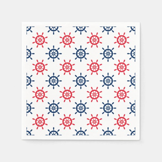 Nautical Red White Blue Fun Patriotic Celebration Napkins (Front)