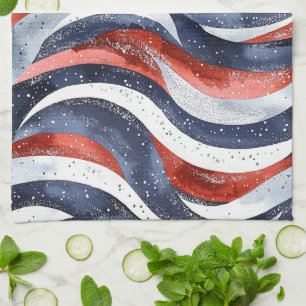 Nautical Red White Blue Kitchen Towel