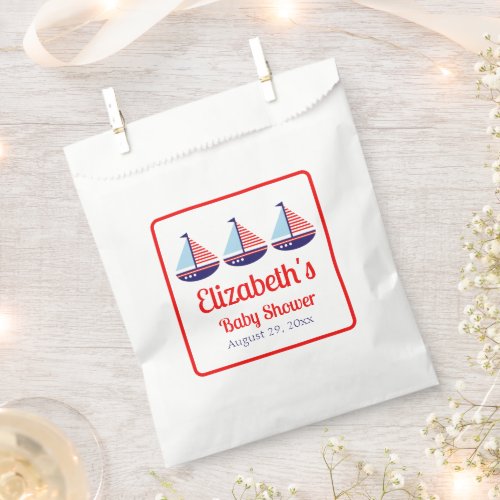 Nautical Red White Blue Sailboat Baby Shower Favor Bag