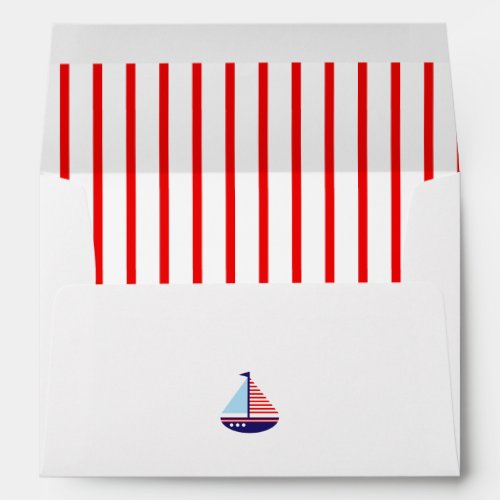 Nautical Red White Blue Sailboat Stripes Envelope