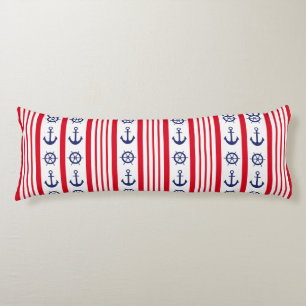 Nautical Red White Blue Sailing Anchor Bedding Body Pillow