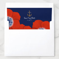 Nautical Red, White, &amp; BlueAnemones Save the Date Envelope Liner