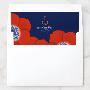 Nautical Red, White, & BlueAnemones Save the Date Envelope Liner
