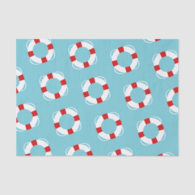 Nautical Red & White Life Preservers Tissue Paper (Front)