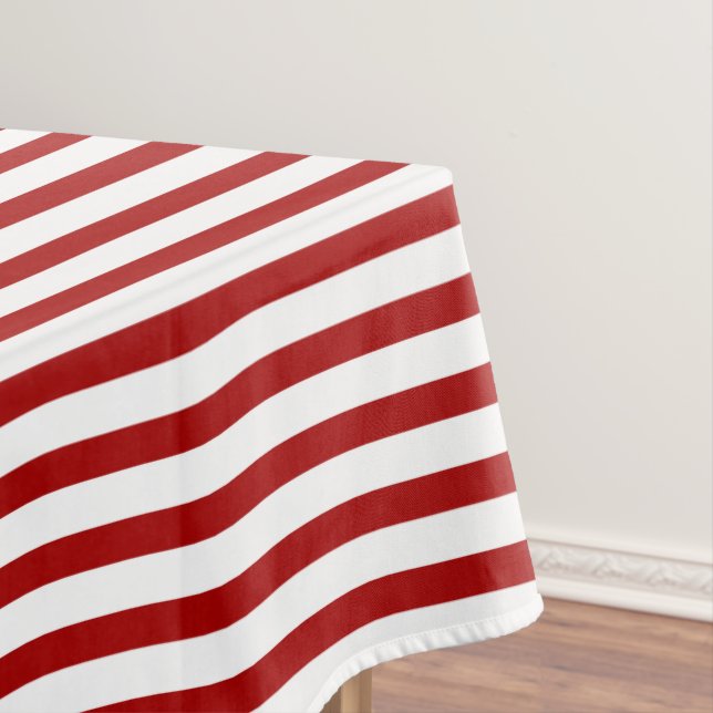 Nautical Red White Stripes and Blue Anchor Tablecloth (In Situ)