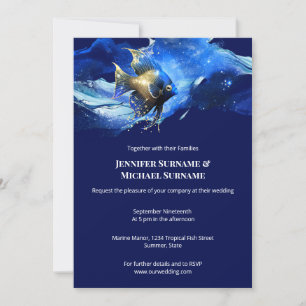 Nautical reef theme blue ocean wedding invitation
