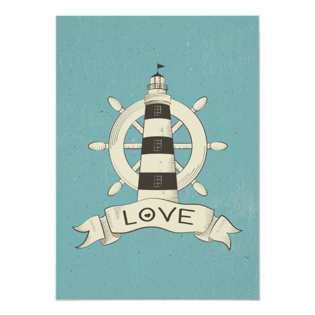 Nautical Rehearsal Dinner Blue Teal Lighthouse Invitation