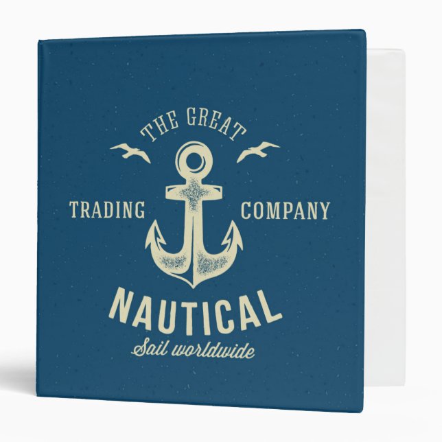 Nautical Retro Logo 3 Ring Binder (Front/Inside)
