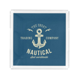Nautical Retro Logo Acrylic Tray