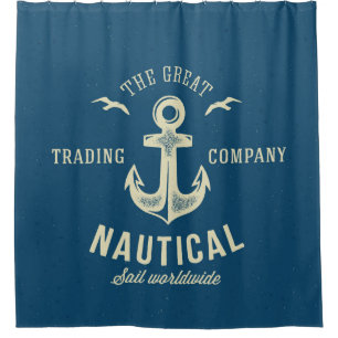 Nautical Retro Logo Shower Curtain