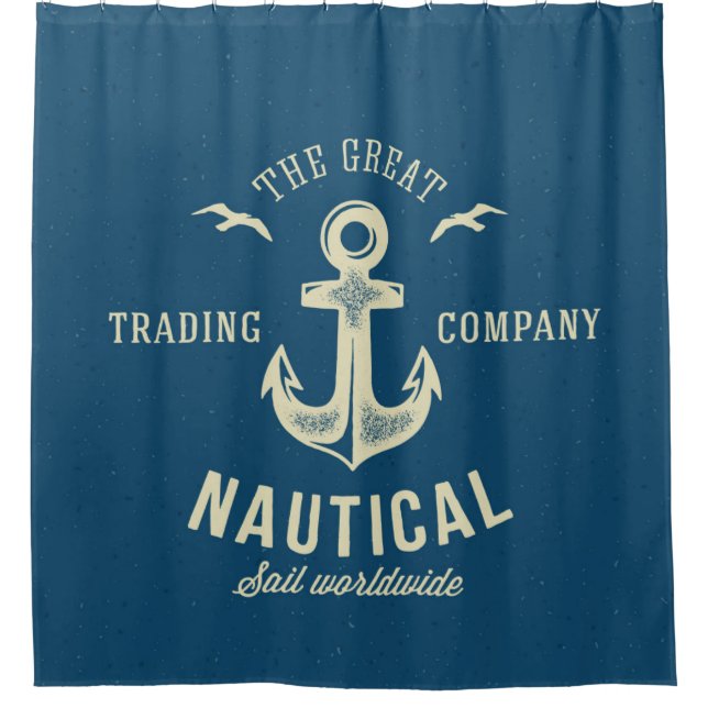 Nautical Retro Logo Shower Curtain (Front)