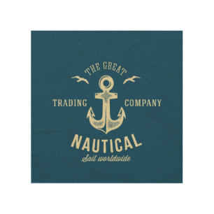 Nautical Retro Logo Wood Wall Art