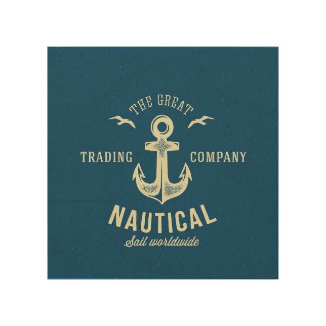 Nautical Retro Logo Wood Wall Art (Front)