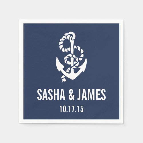 Nautical Rope  Anchor Personalized Paper Napkins