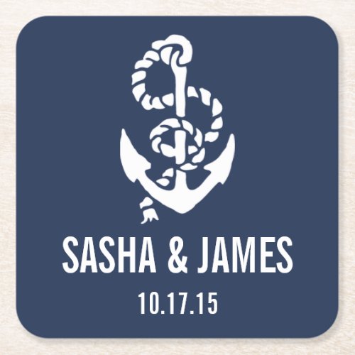 Nautical Rope  Anchor Wedding Coasters