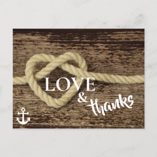 Nautical Rope and Anchor LOVE and Thanks Postcard