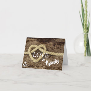 Nautical Rope and Anchor LOVE and Thanks Thank You Card