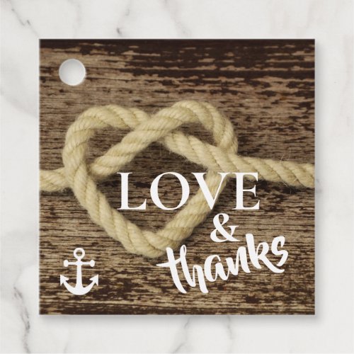 Nautical Rope and Anchor LOVE and Thanks Wedding Favor Tags