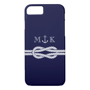Nautical Rope and Anchor Monogram in Navy iPhone 8/7 Case