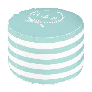 Nautical Rope and Anchor Monogram Pouf