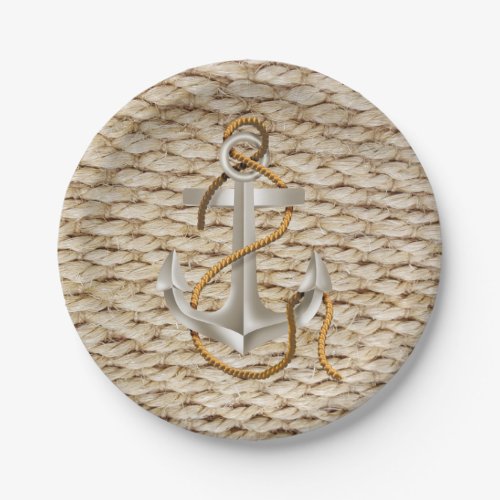 Nautical Rope and Anchor Paper Plates