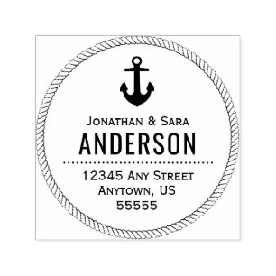 Nautical Rope and Anchor Return Address Self-inking Stamp