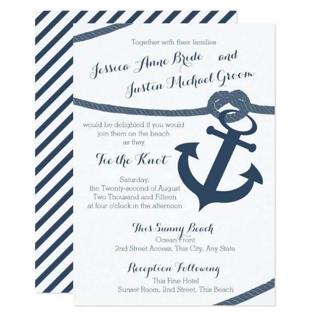 Nautical Rope And Anchor Wedding Invitation