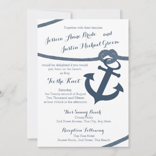 Nautical Rope and Anchor Wedding Personalized Invite