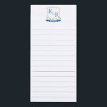 Nautical Rope Blue And White Wedding Monogram Magnetic Notepad<br><div class="desc">This flexible design could be used in a variety of ways: as wedding favors, as a notepad for the bride to keep on the fridge to jot down notes and reminders, or as an all-purpose notepad eg for shopping lists. The notepad features a blue and white nautical inspired watercolor wedding...</div>