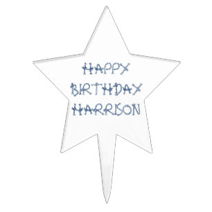 Nautical rope blue white custom Birthday star Cake Topper