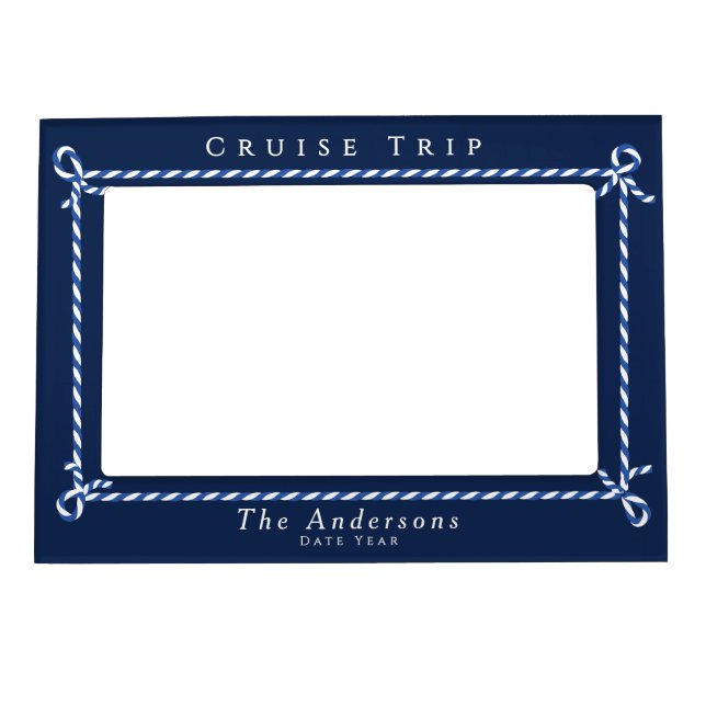 Nautical Rope Cruise Travel Navy Magnetic Frame (Front)