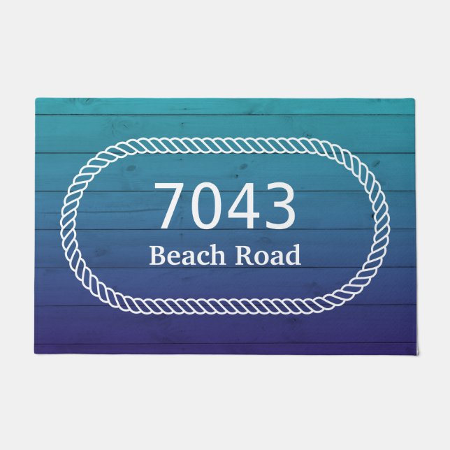 Nautical Rope Door Mat With Address (Front)