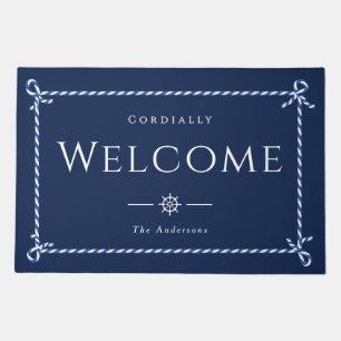 Nautical Rope Formal Welcome Navy Doormat