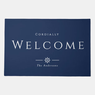 Nautical Rope Formal Welcome Navy Doormat