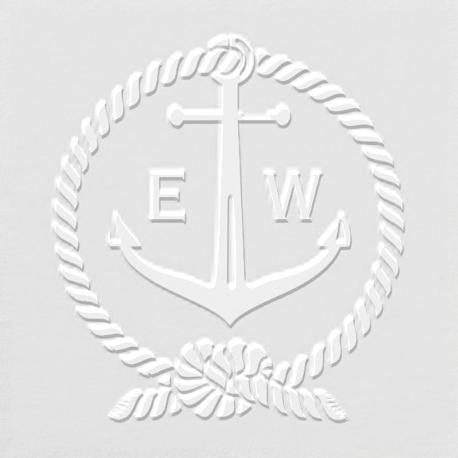 Nautical Rope Frame Anchor Monogram Initial R2 Embosser (Design)