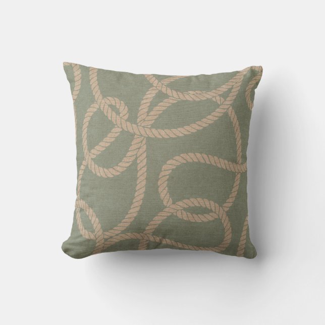 Nautical Rope in Seafoam Green Throw Pillow (Front)